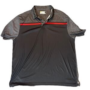 JACK NICKLAUS Golf Polo Shirt XXL Grey Red Striped Staydri Short Sleeve